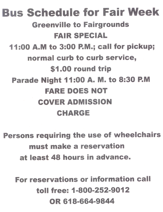 Bond County Transit fair schedule
