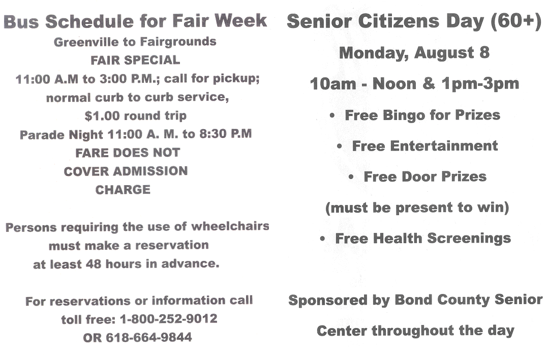 Bond County Transit fair schedule