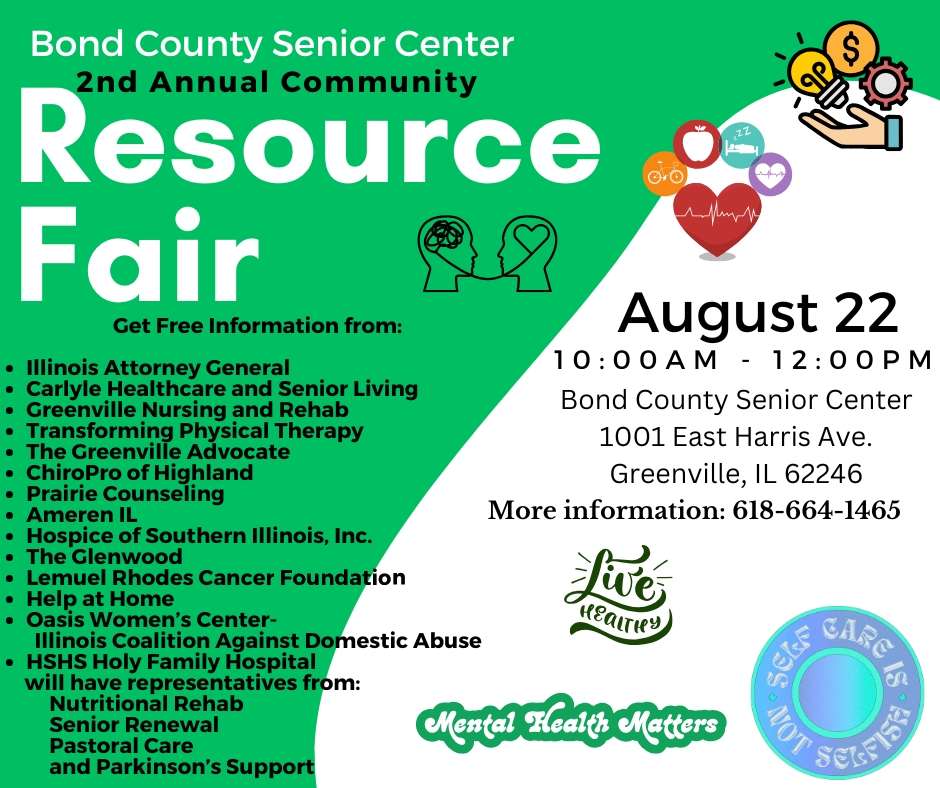 green and white Resource Fair information flyer