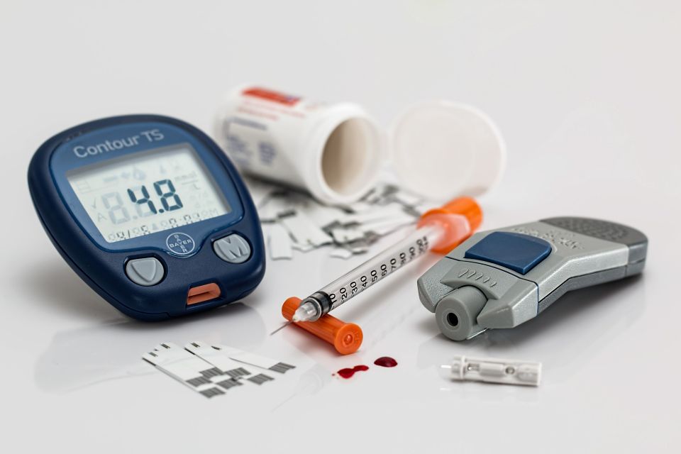 Blood Sugar glucose meter and Diabetes management supplies illustration