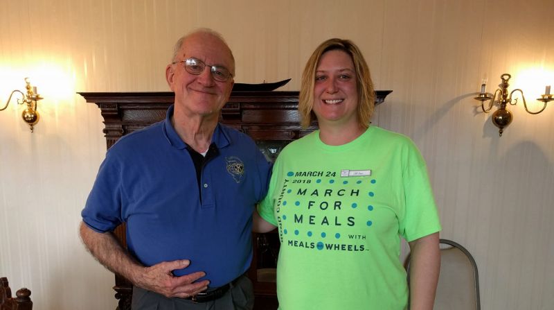 Jill Jones (pictured with vice-president Bob Kulhan) speaks to Greenville Kiwanis Club April 2018